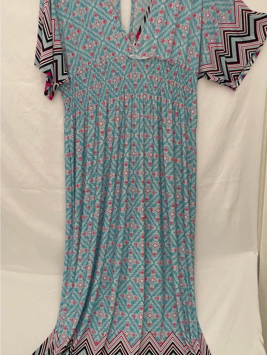Source Unknown Other - Colorful Teal Pink Patterned Women’s Swim Coverup Dress